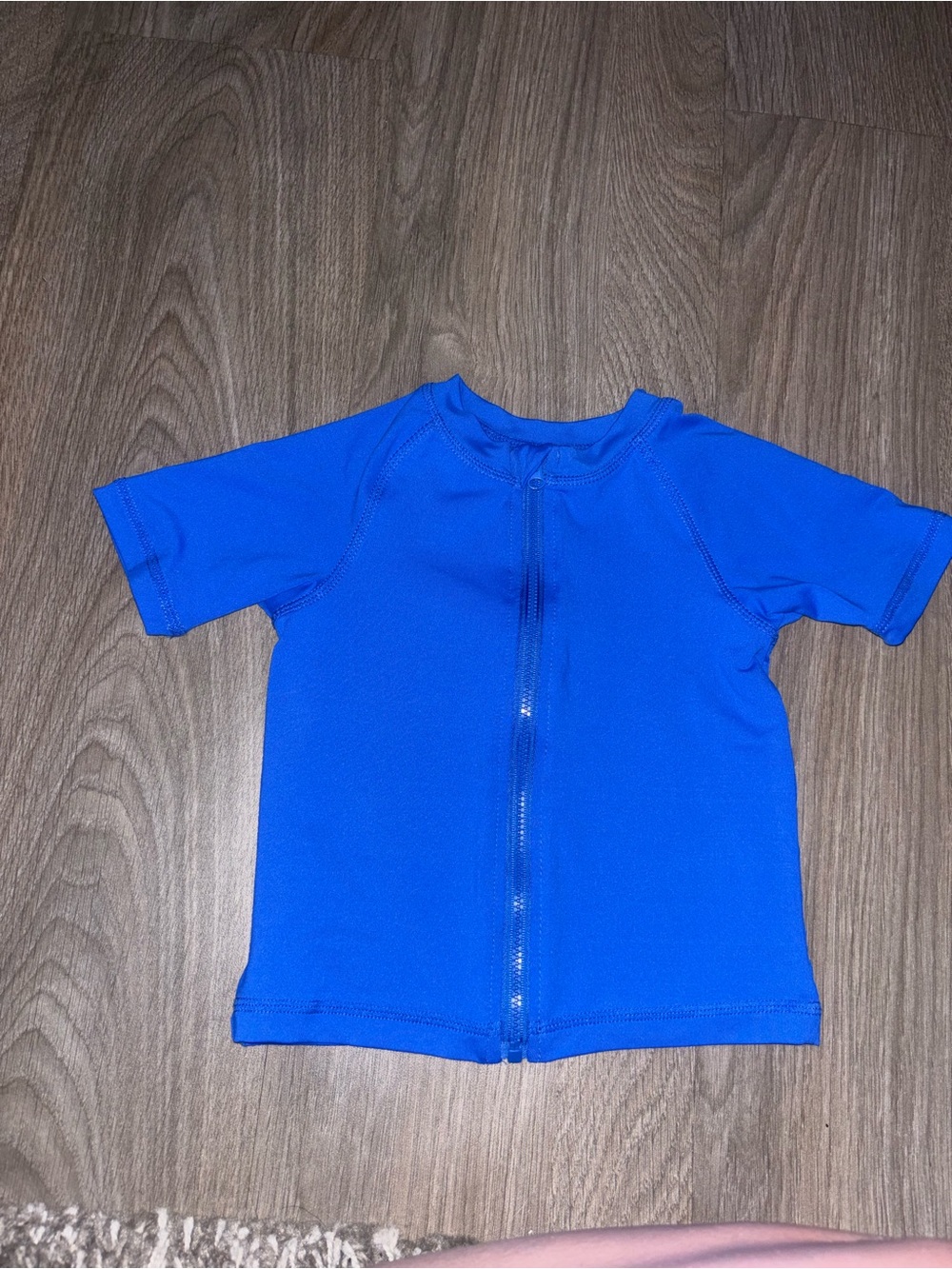 wonder nation Short-Sleeve Blue Front-Zip Rashguard